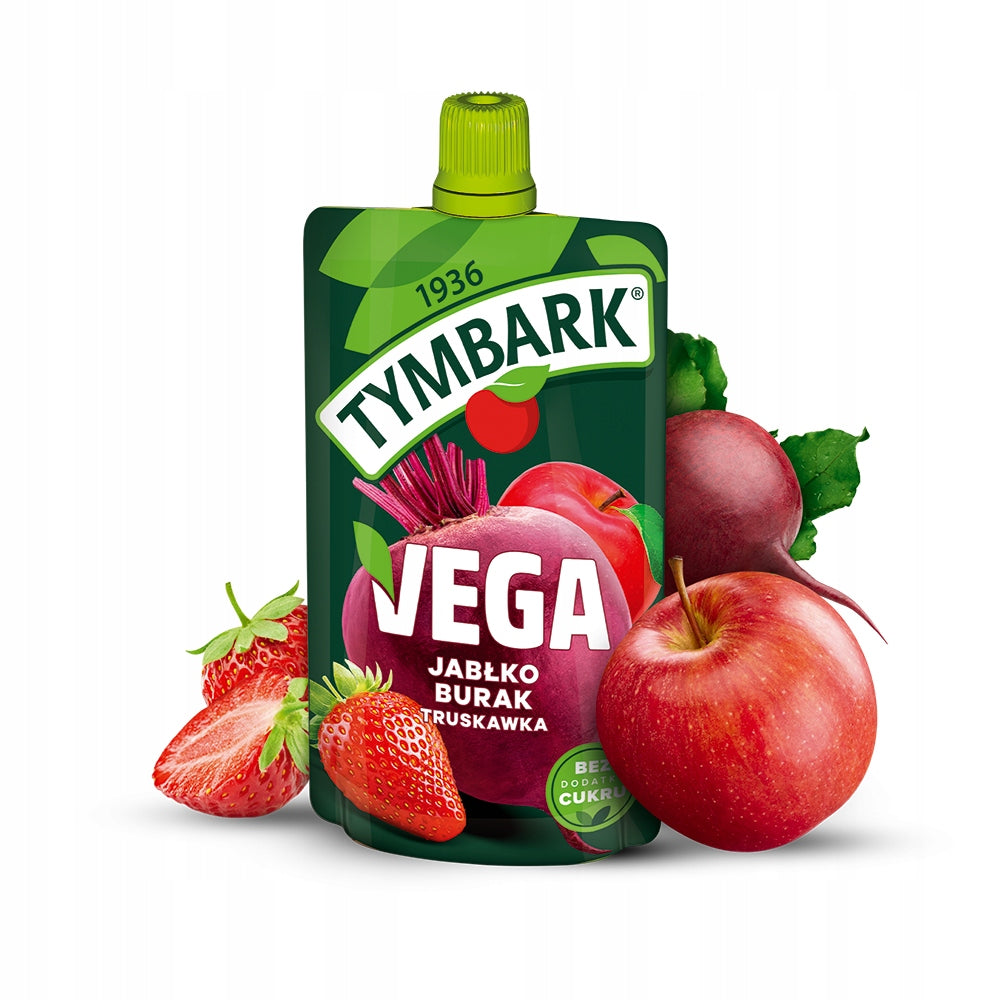 Mousse vegetables fruit Tymbark Vega apple beetroot strawberry 12x 100g Brand Tymbark