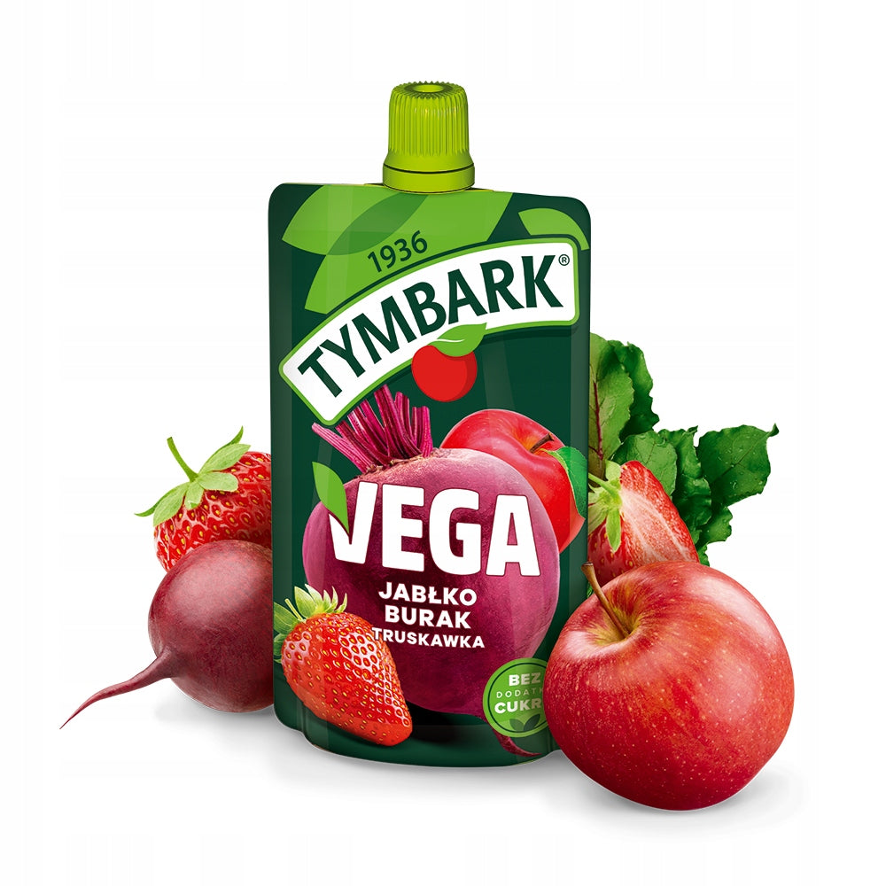Mousse vegetables fruit Tymbark Vega apple beetroot strawberry 12x 100g Medical device no