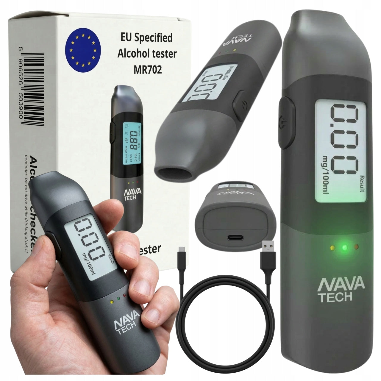 Mouthpieceless Semiconductor Police Compact USB-C Breathalyzer
