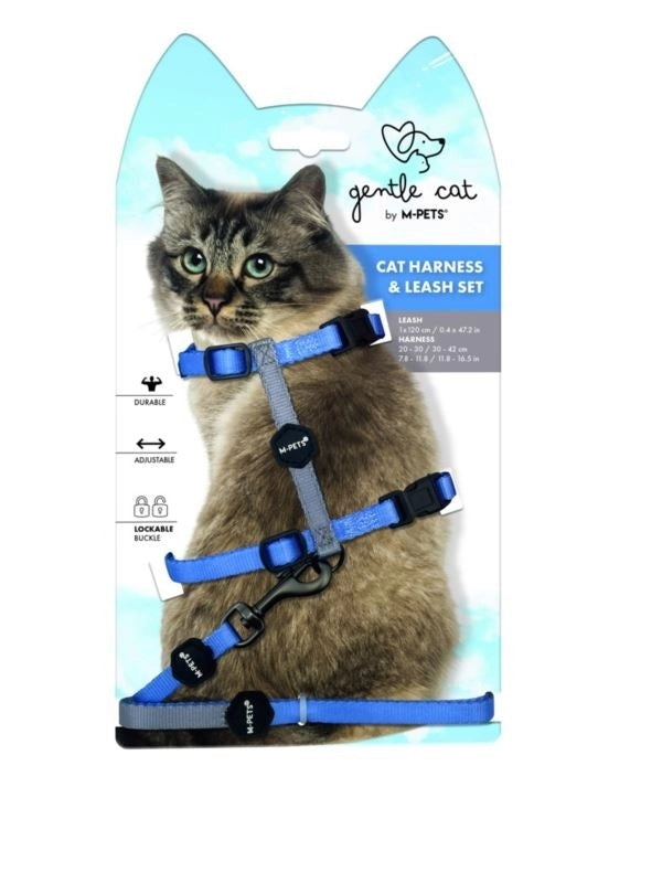 Mpets Lanyard + Cat Harness Gentle Cat Blue