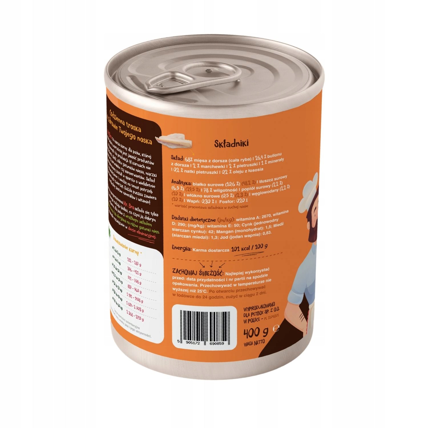 Mr. Bro Cod with Carrot 400g - Wet Food for Monoprotein Dogs Brand Mr. Bro