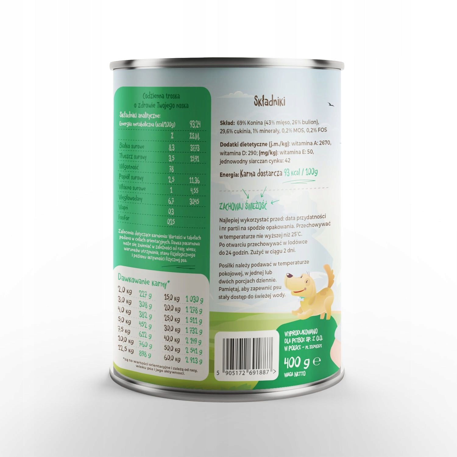 Mr. Bro LIGHT Konina with Zucchini with Prebiotics 400g Packaging status original
