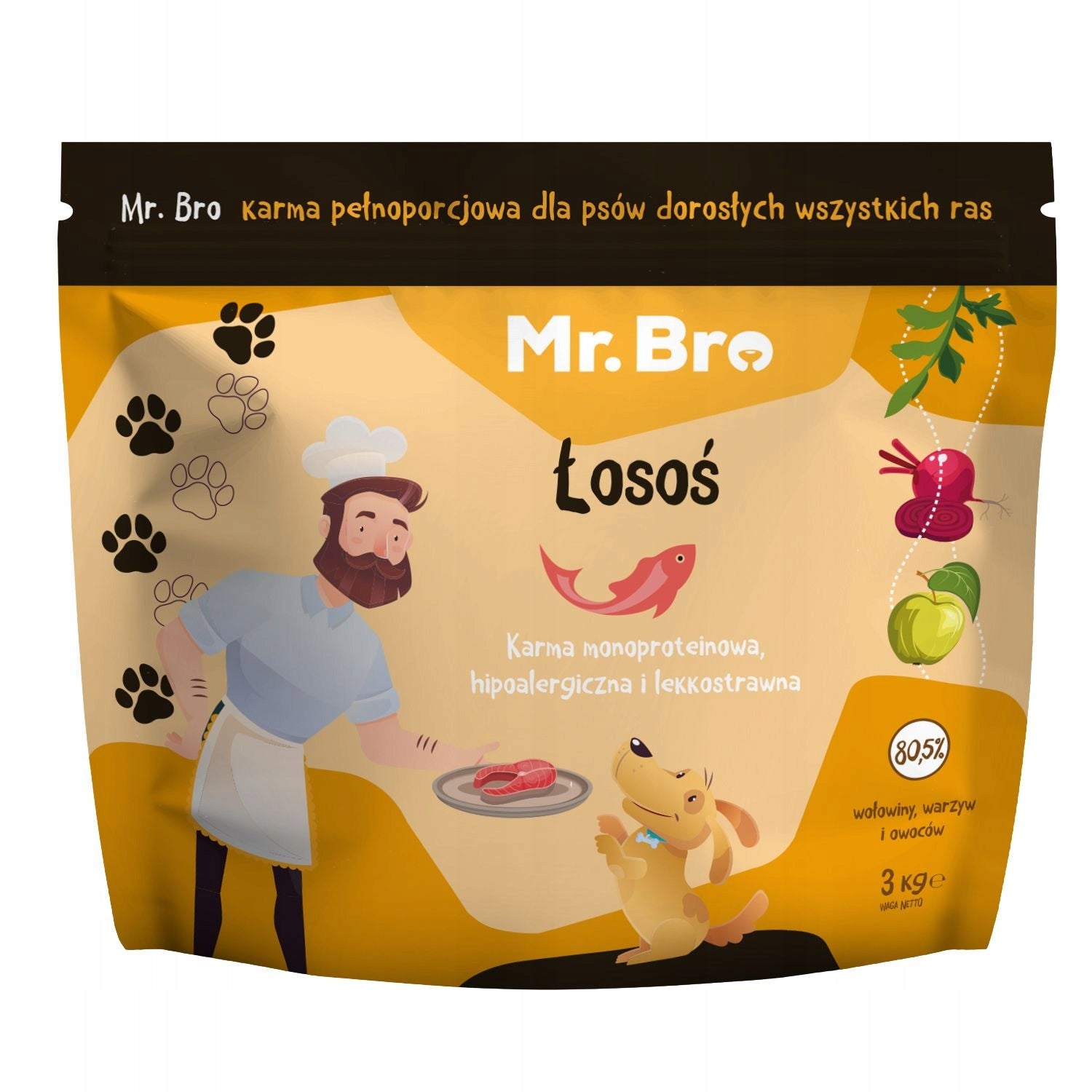 Mr. Bro Monoprotein Dry Dog Food with Salmon 3kg + FREEBIE ! Manufacturer code 5905172692181