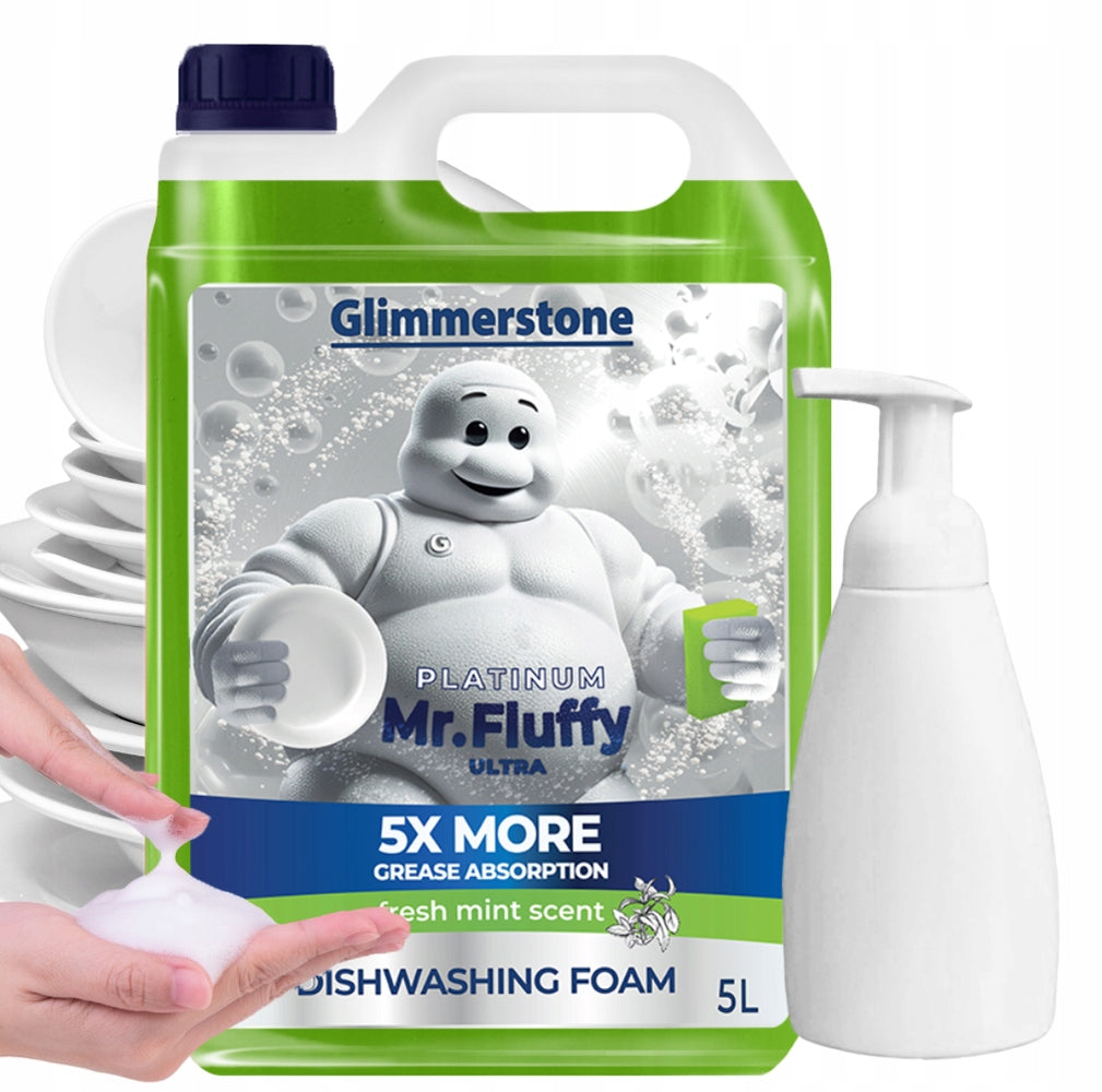 Mr. Fluffy DISHWASHING LIQUID IN FOAM MITE + DISPENSER STOCK