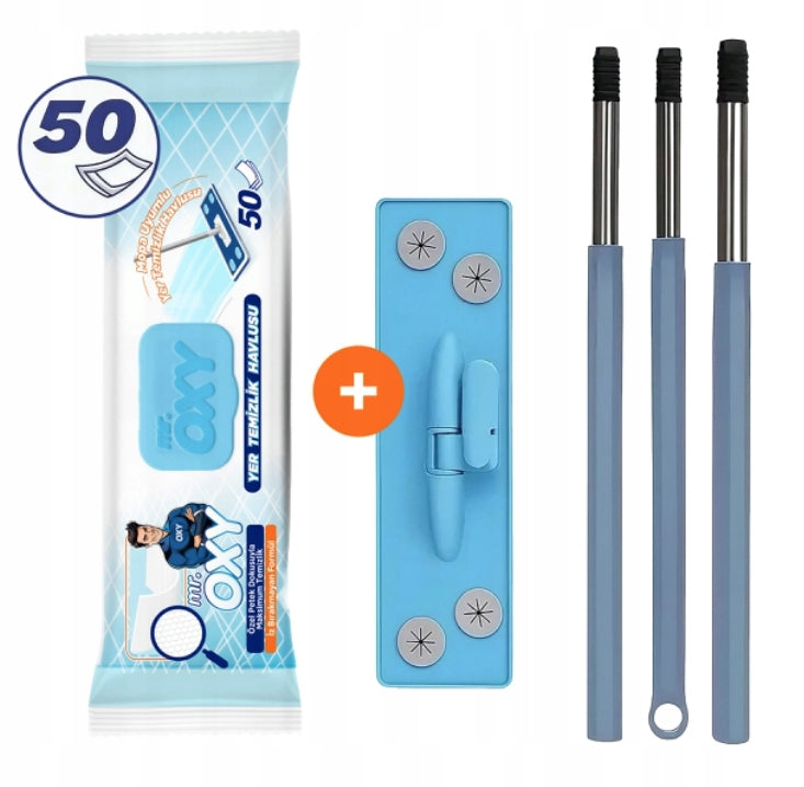 Mr. OXY Mop Flat + 50 Scarves Mop for Floor Cleaning Tile Panels Packaging status original