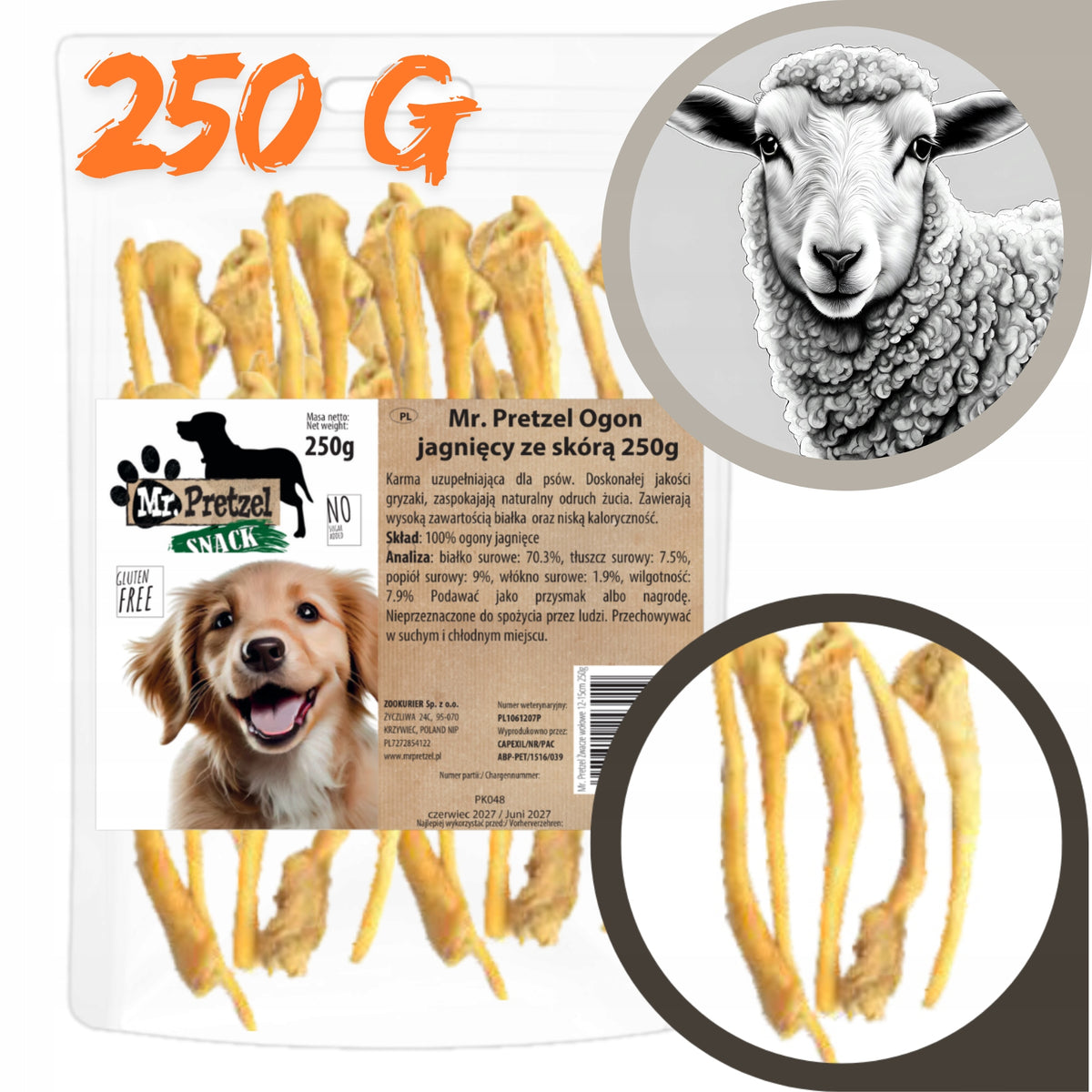 Mr. Pretzel Lamb Tail with Skin 250g