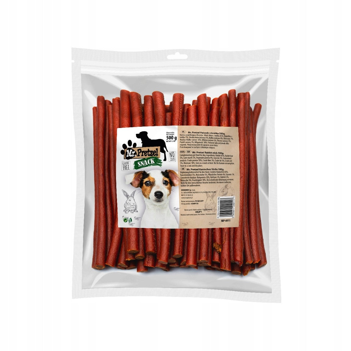 Mr. Pretzel Rabbit Sticks Dog Treat 500 g Packaging status original