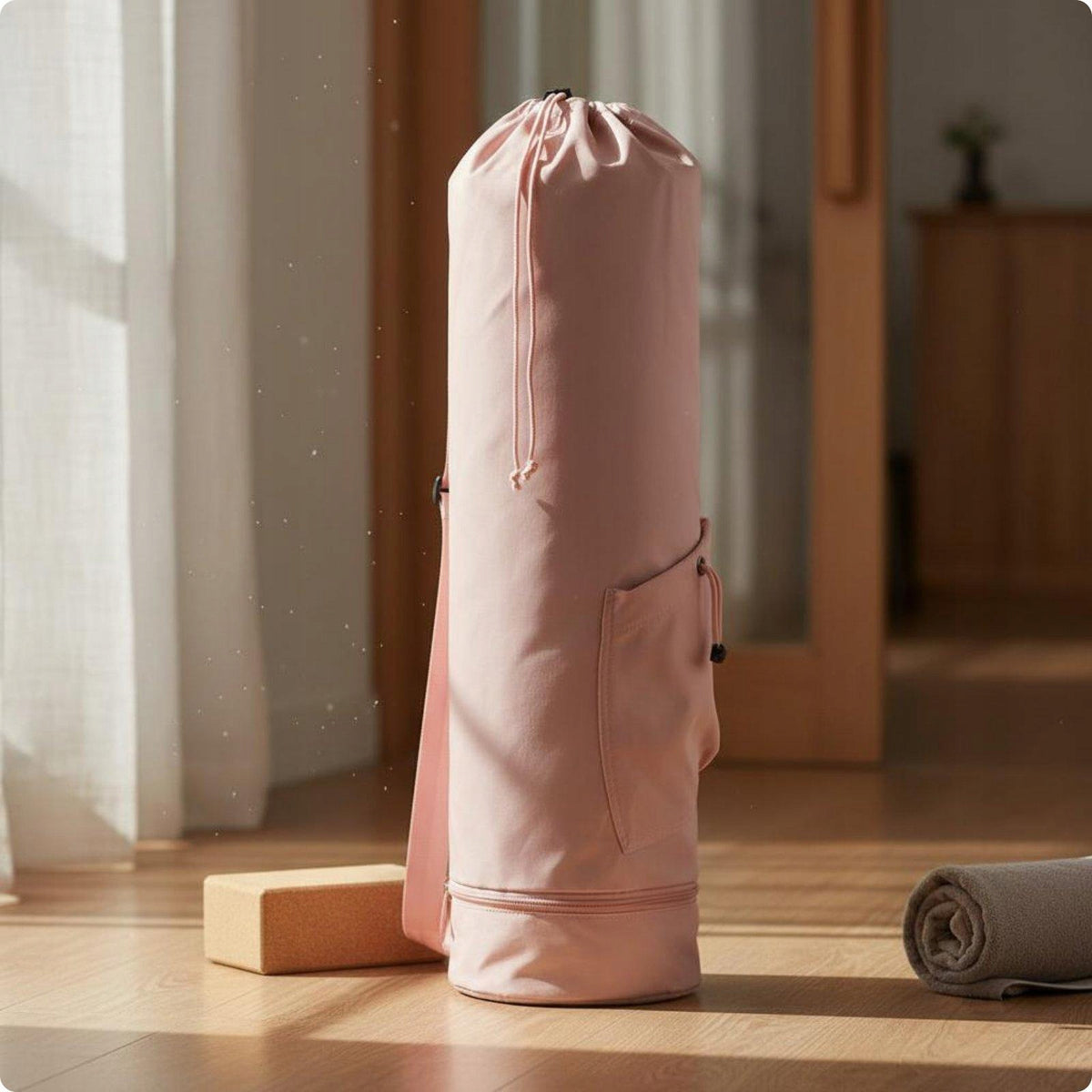 Multi Purpose Yoga Equipment Carrier Lightweight Drawstring Storage Pink