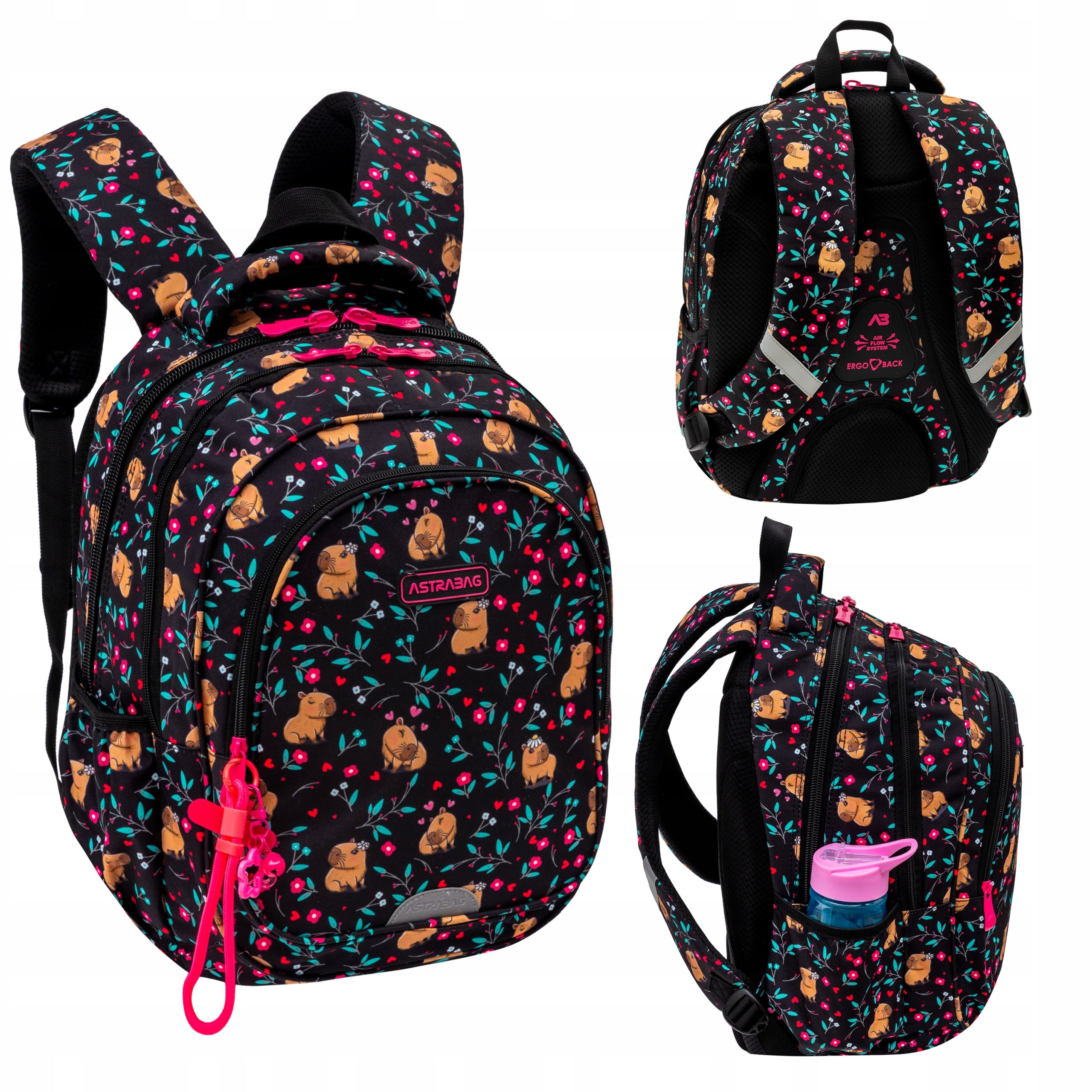 Multi-chamber school backpack AstraBag FLOWER CAPY capy 27L