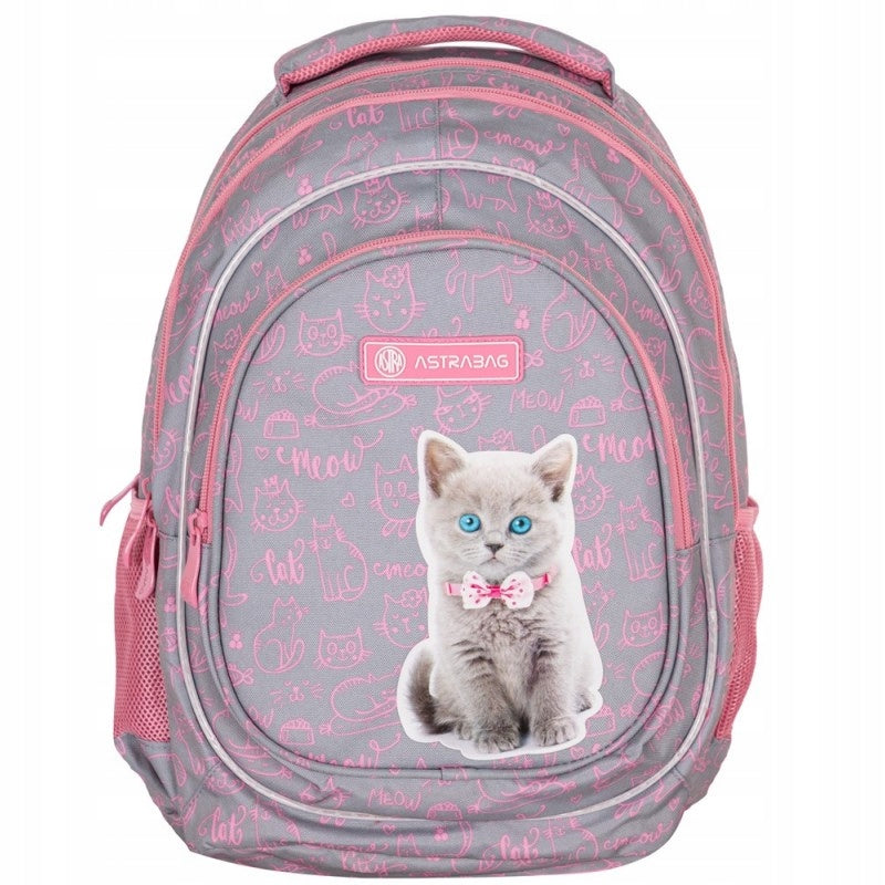 Multi-chamber school backpack AstraBag Pinky Kitty 20L