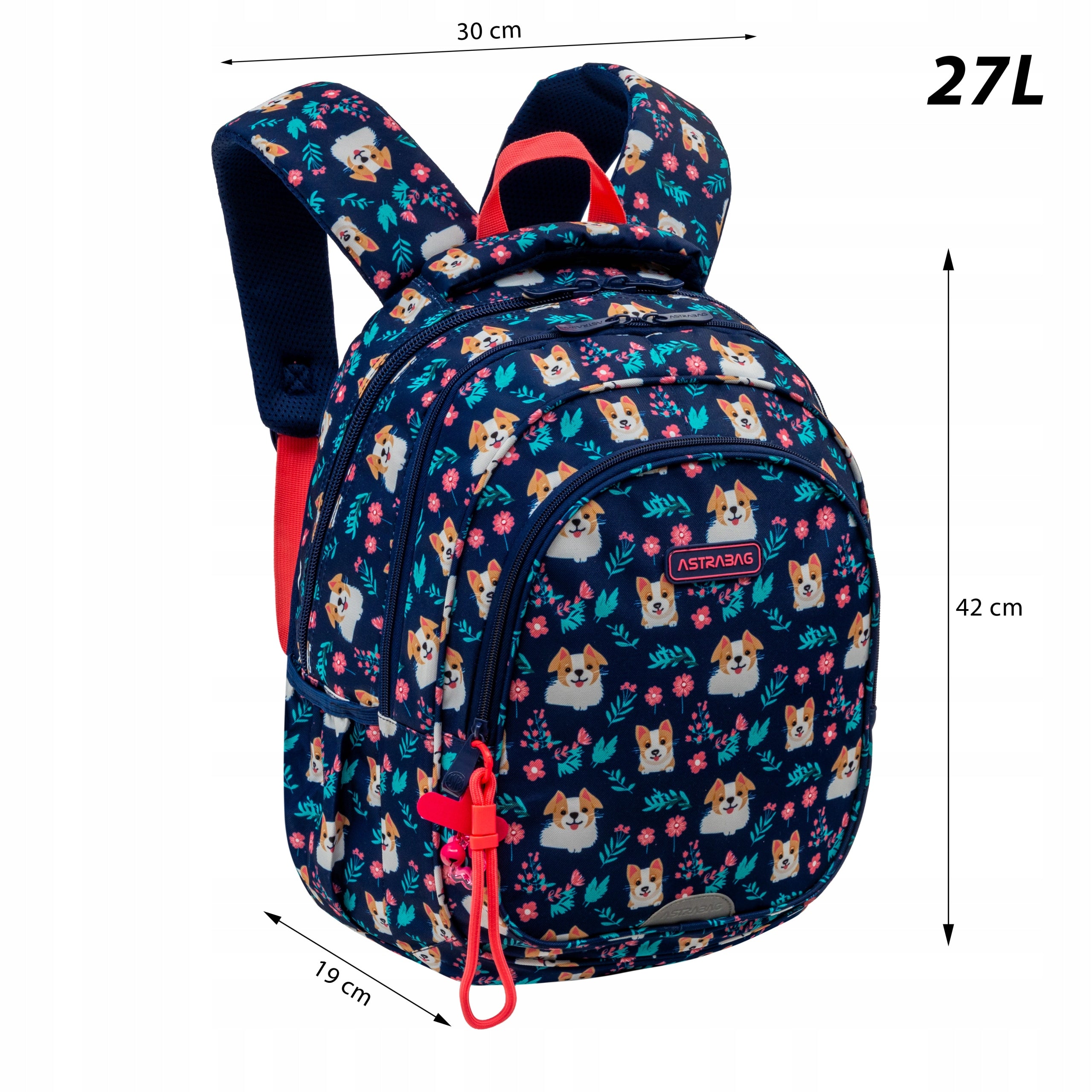 Multi-chamber school backpack AstraBag multicolor Dear Puppy AB300 Manufacturer code 502026011