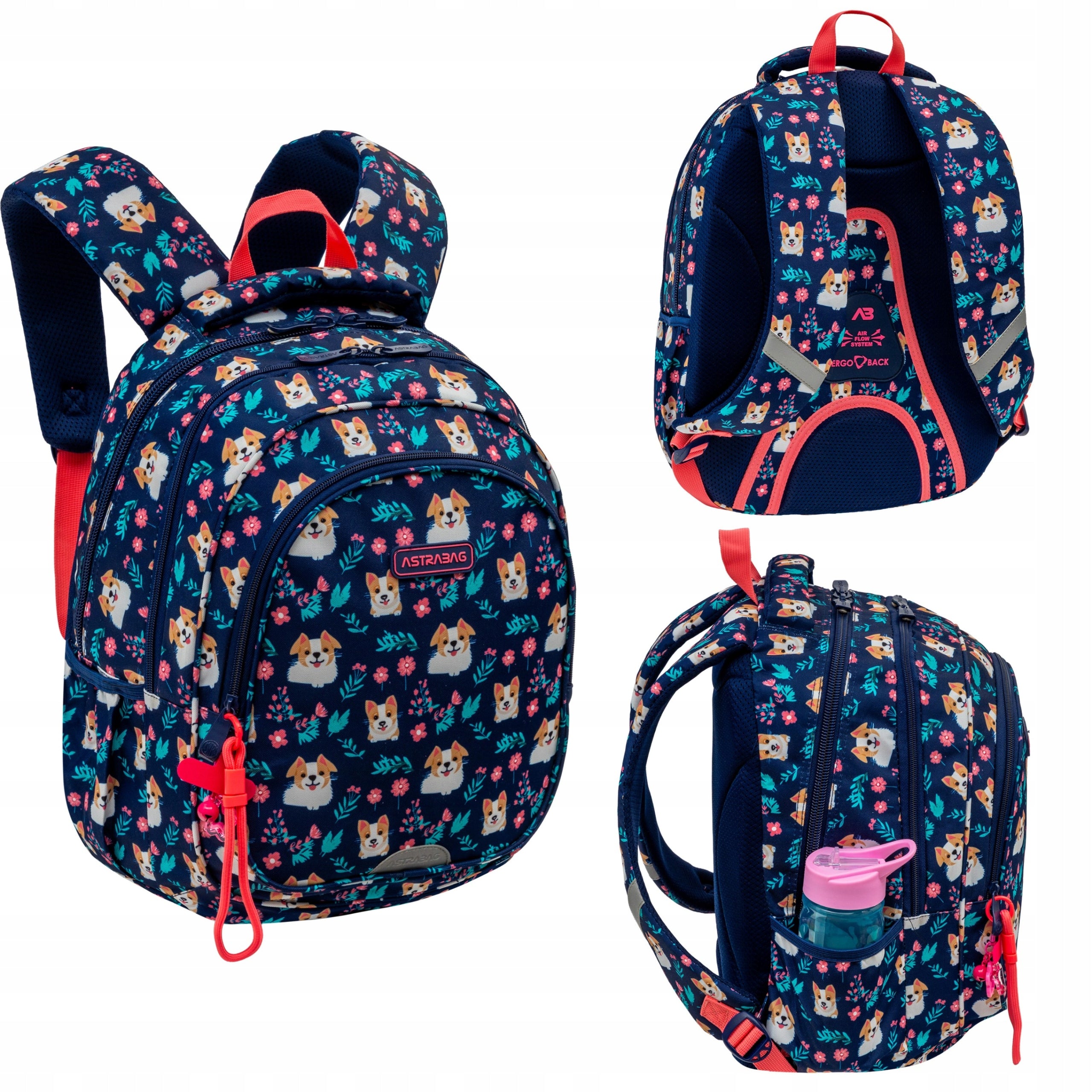Multi-chamber school backpack AstraBag multicolor Dear Puppy AB300