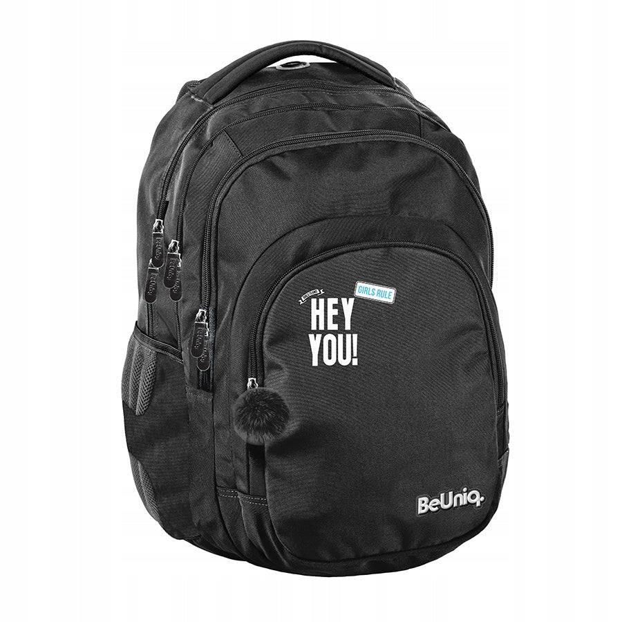 Multi-chamber school backpack BeUniq black HEY YOU!!!