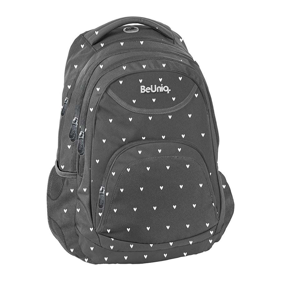 Multi-chamber school backpack BeUniq shades of gray and silver 20 l