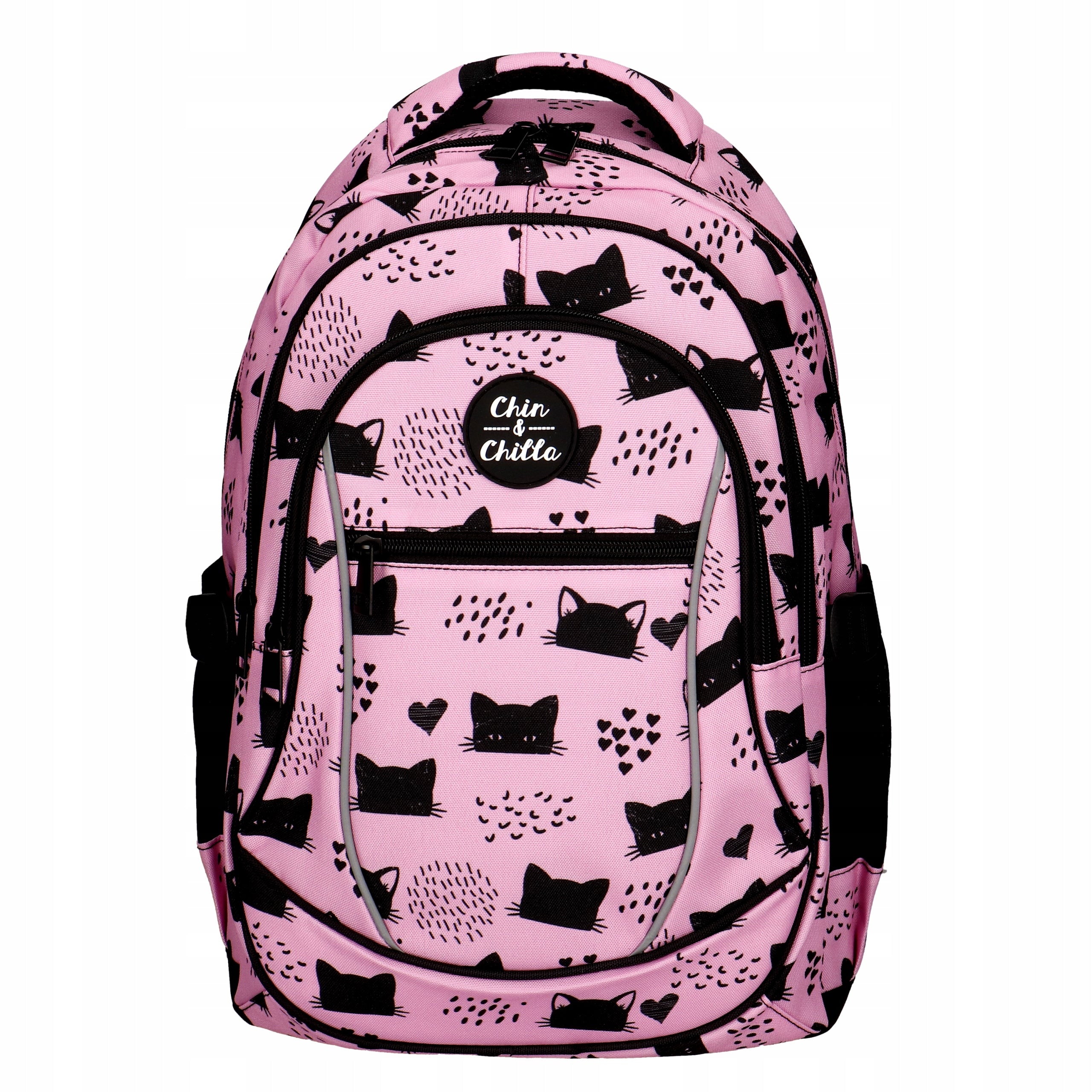 Multi-chamber school backpack Chin&Chilla black, pink 34 l