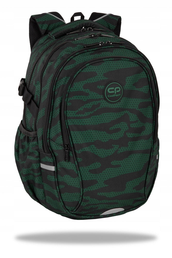 Multi-chamber school backpack CoolPack black, green