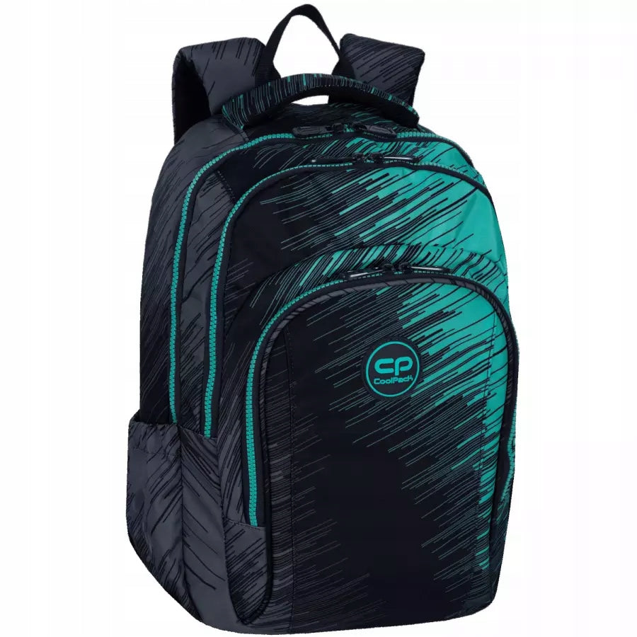 Multi-chamber school backpack CoolPack black, green