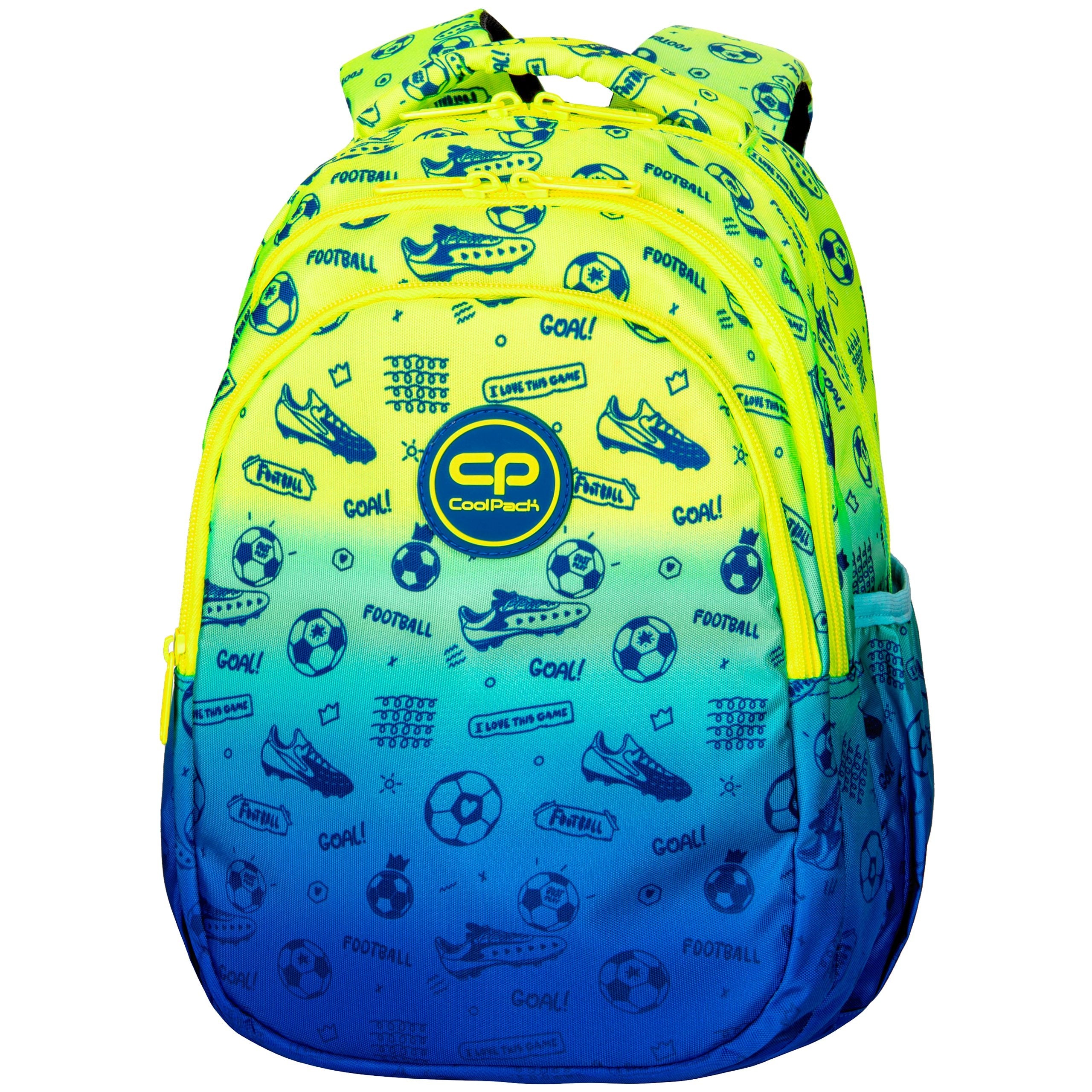 Multi-chamber school backpack CoolPack blue, yellow and gold 21 l