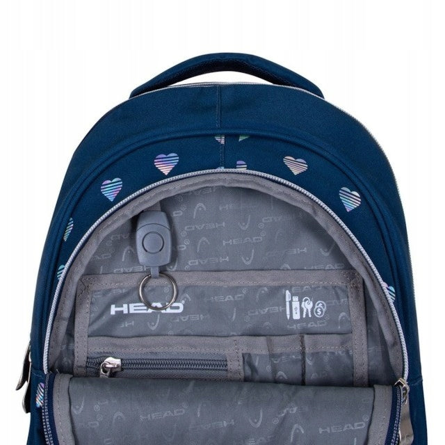 Multi-chamber school backpack Head blue HOLO EFFECT HEARTS Astra Manufacturer code 502023082