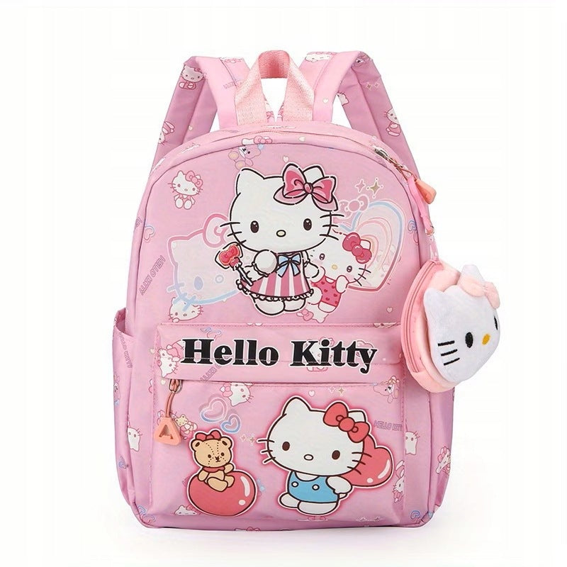 Multi-chamber school backpack Hello Kitty pink+purse for girls