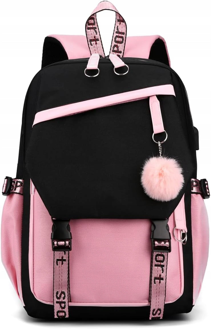 Multi-chamber school backpack Himawari black, pink, multicolor 26 l