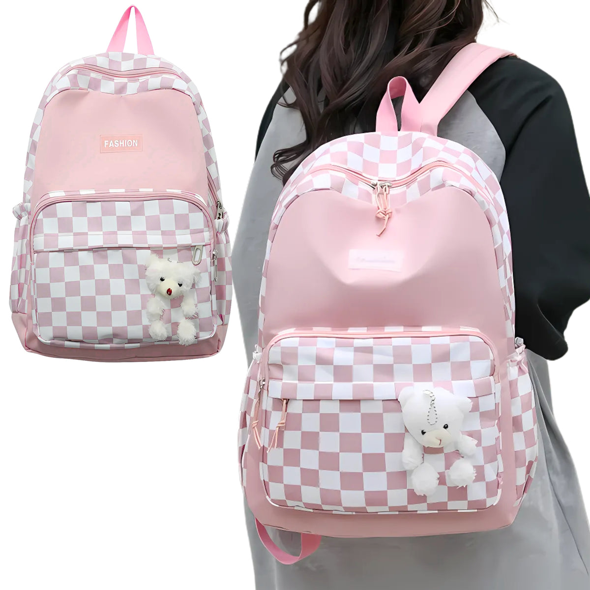 Multi-chamber school backpack HomeDesign23 pink 37 l