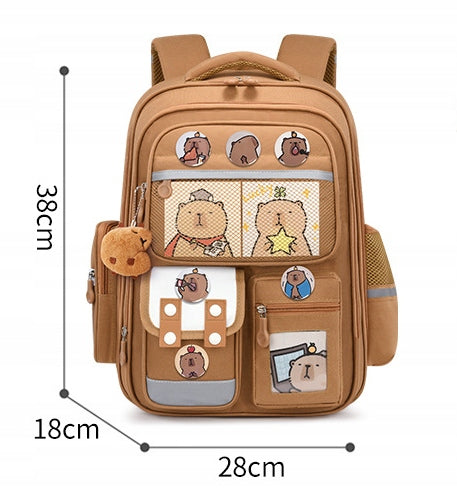 Multi-chamber school backpack Jelly Pens shades of brown and beige Manufacturer code P0871