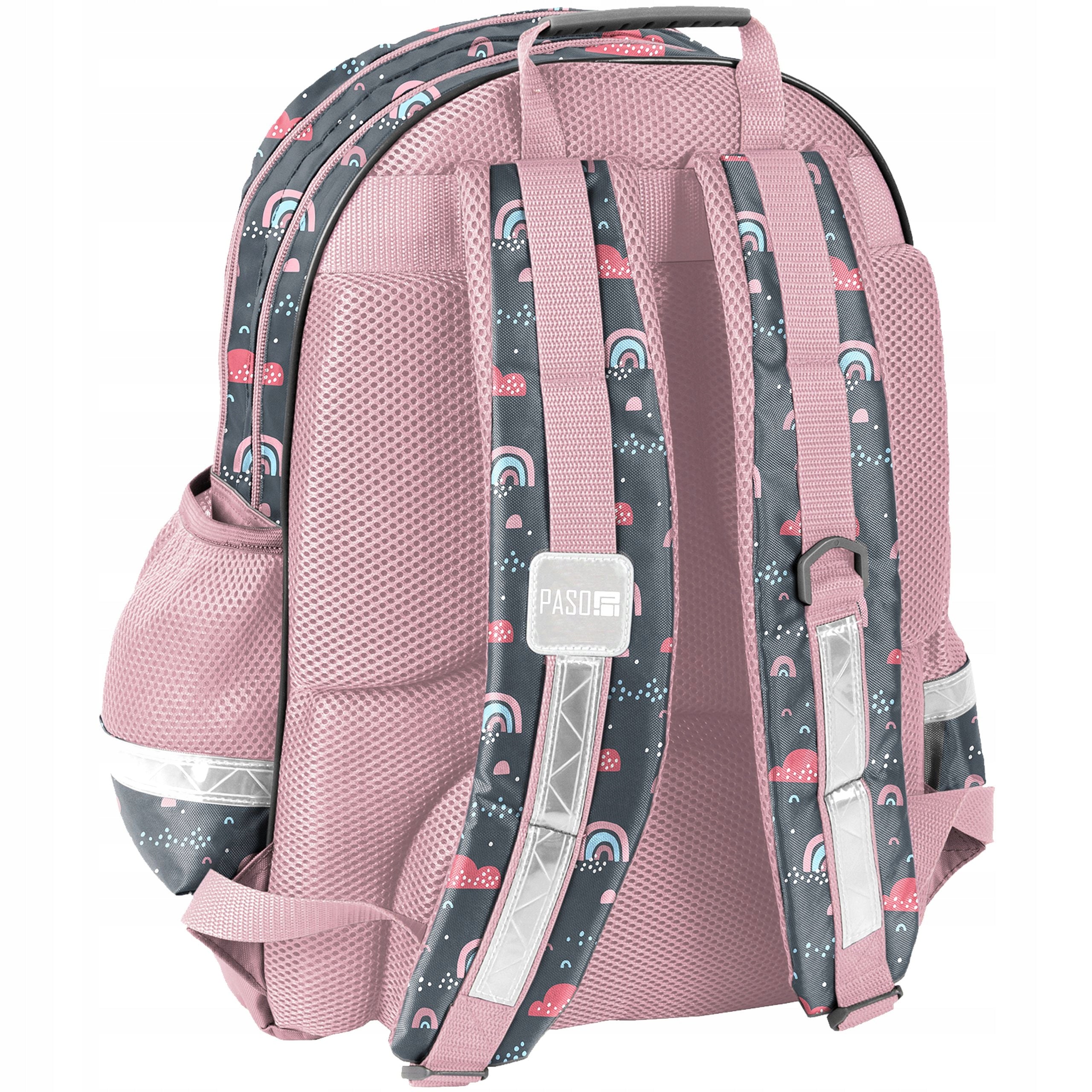 Multi-chamber school backpack Paso shades of gray and silver, pink 22 l Brand Paso