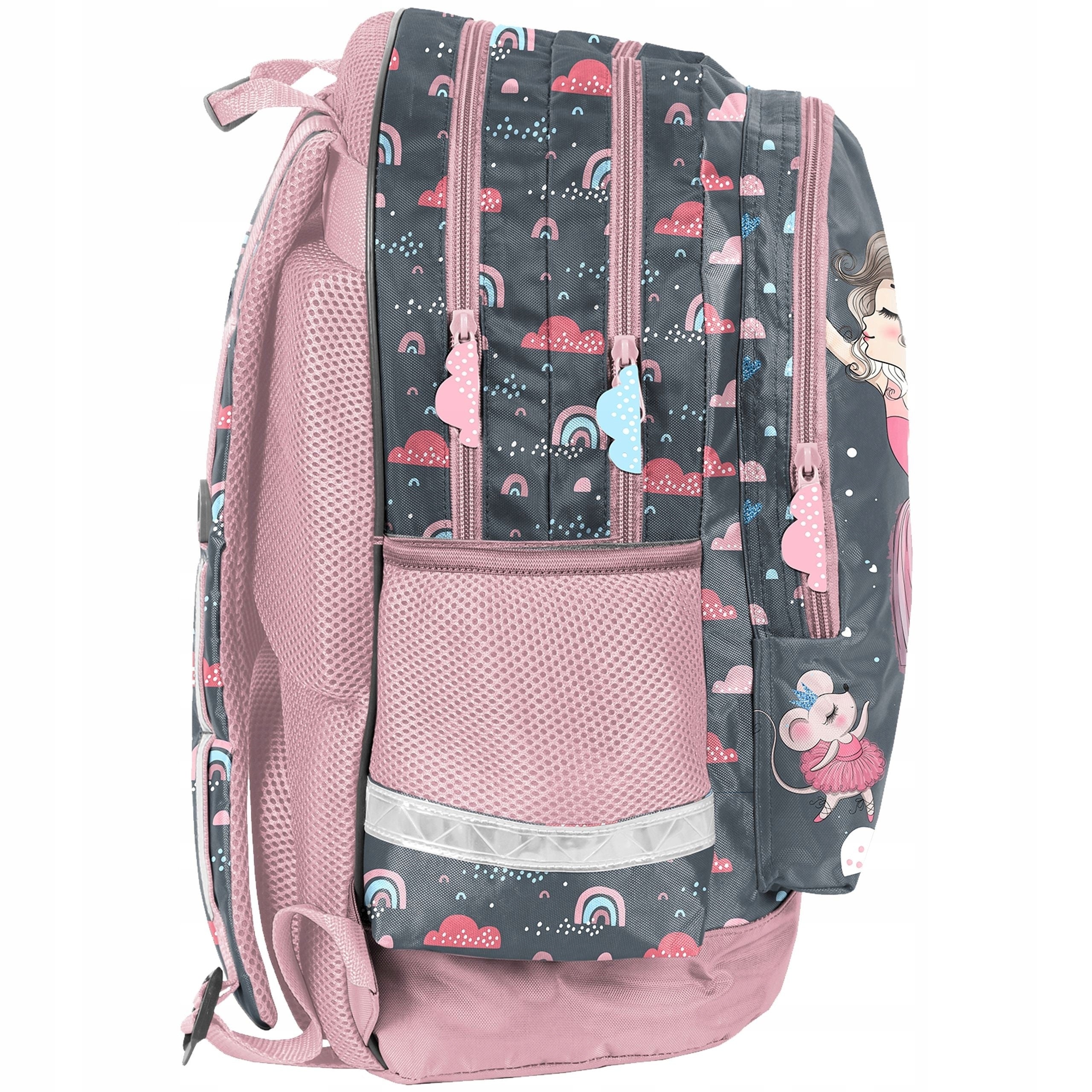 Multi-chamber school backpack Paso shades of gray and silver, pink 22 l Manufacturer code PP23BA-116