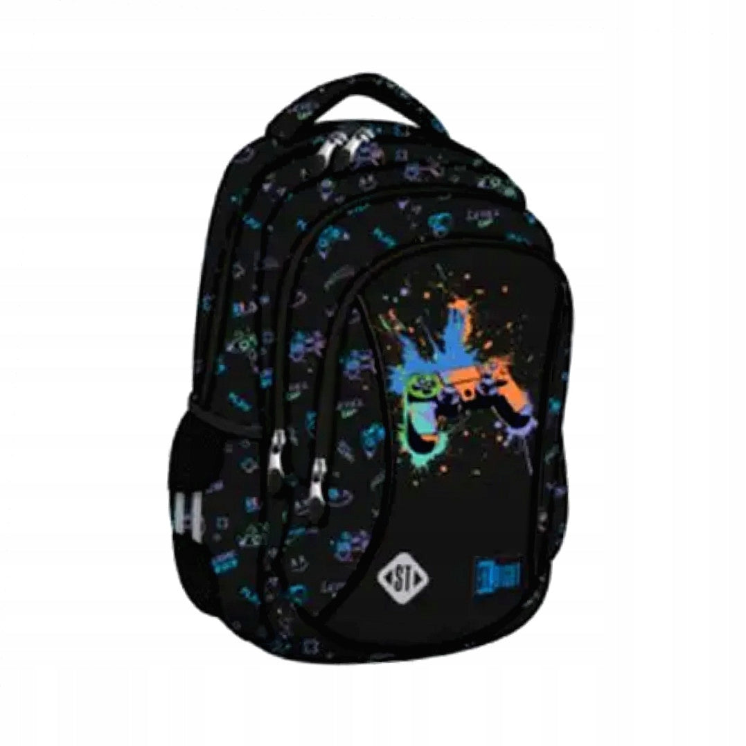 Multi-chamber school backpack St. Majewski black, blue 20 l