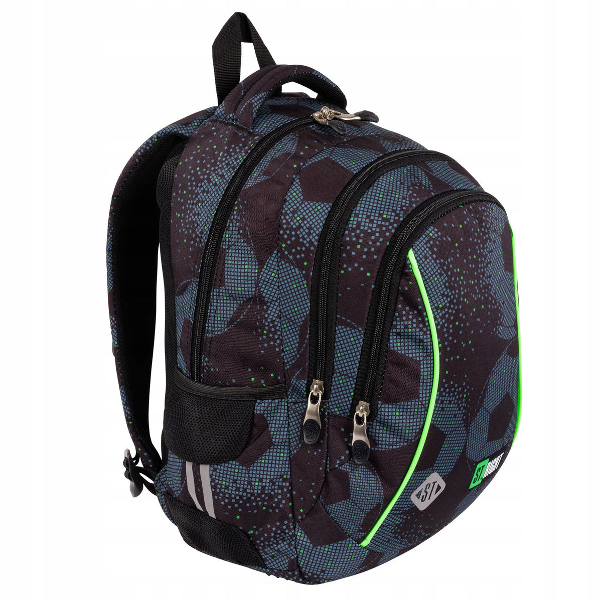 Multi-chamber school backpack St.Right black, green 20 l football Packaging status original