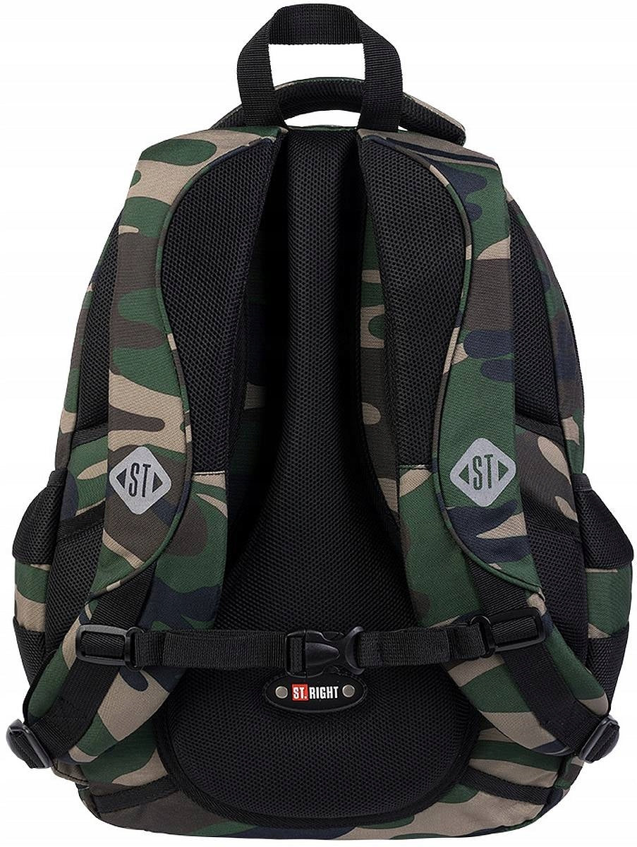 Multi-chamber school backpack St.Right black, green 26 l camo Brand St.Right