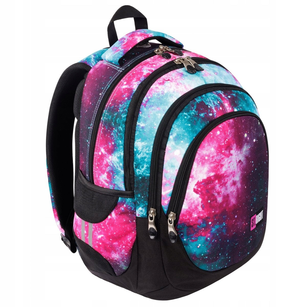 Multi-chamber school backpack St.Right pink, green 23 l