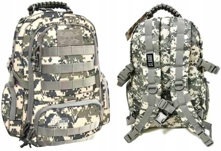 Multi-chamber school backpack St.Right shades of brown and beige, green 30 l