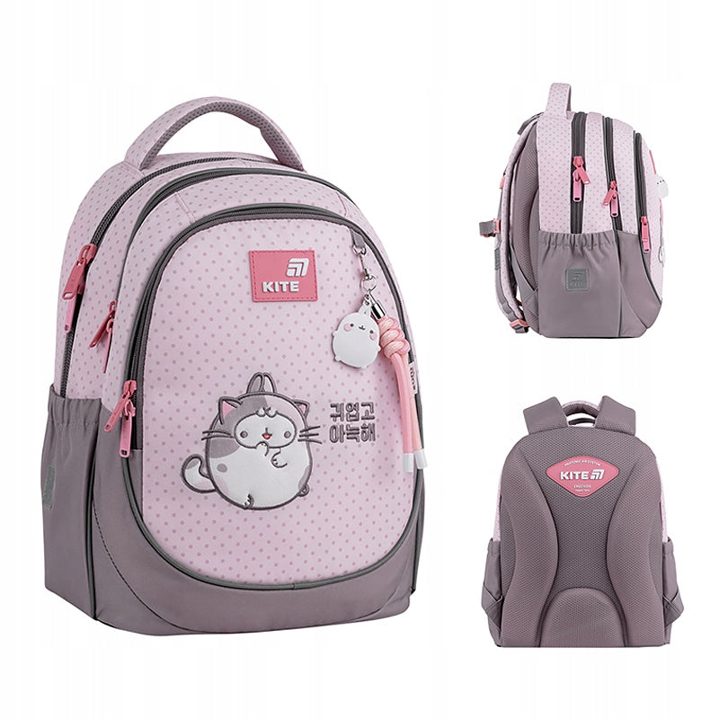 Multi-chamber school backpack for girls 6-10 years Molang Kite