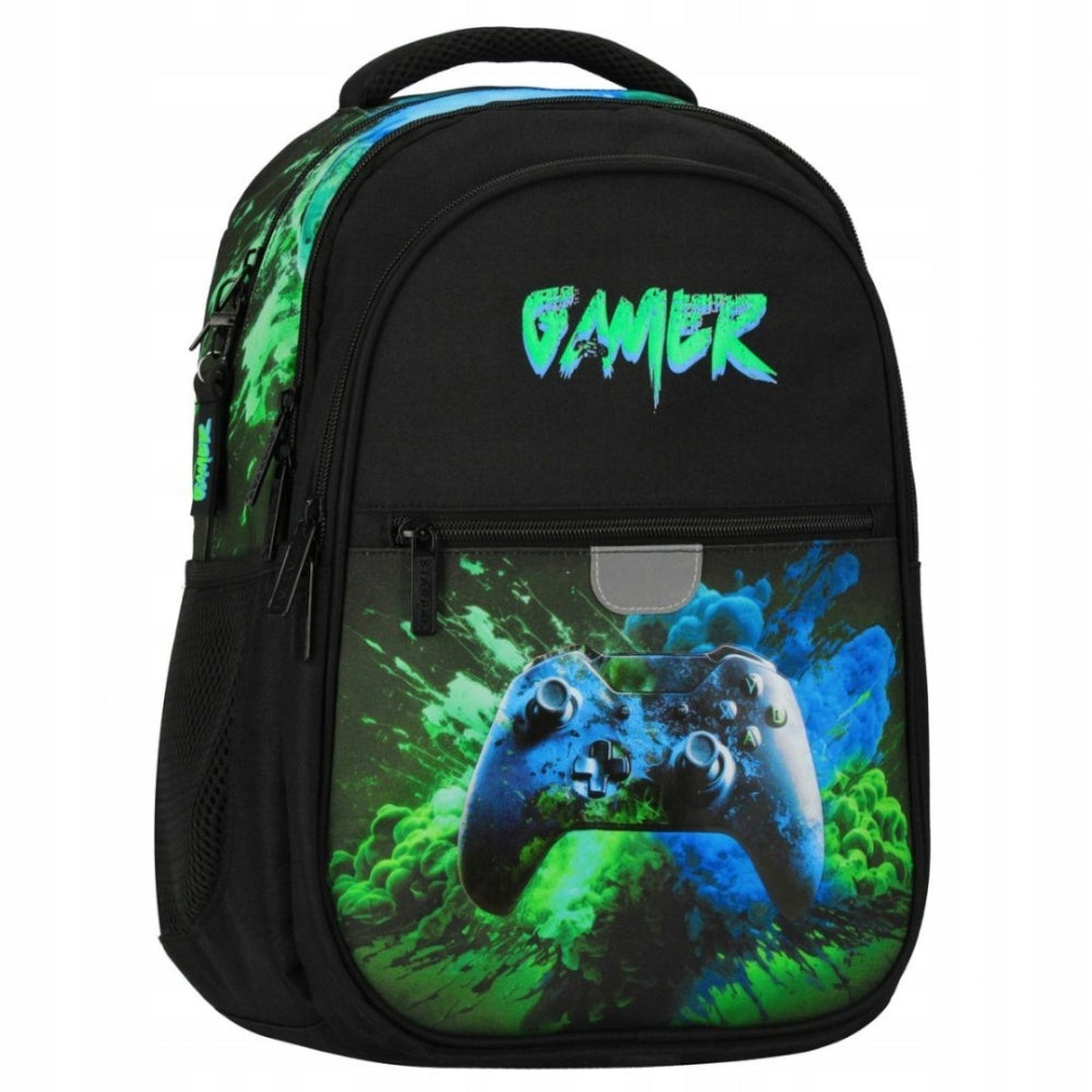 Multi-chamber school backpack for student Green Player Starpak | GAMER