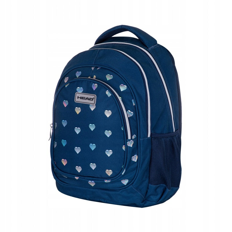 Multi compartment school backpack Head blue HOLO EFFECT SPLASH HEARTS Manufacturer code 502023082