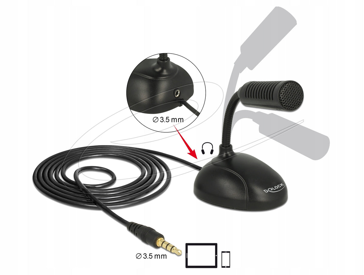 Multi-directional condenser microphone with neck 3,5mm 4-pin Delock 65872 Manufacturer code 65872