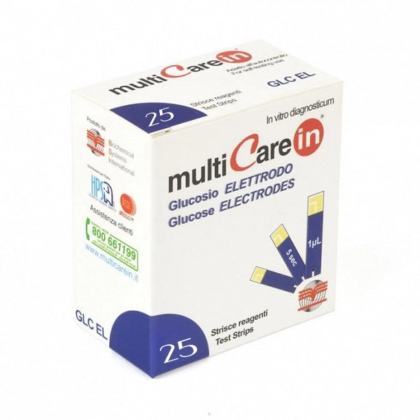 MultiCareIn Blood glucose measuring strips 25 pcs. Medical device yes