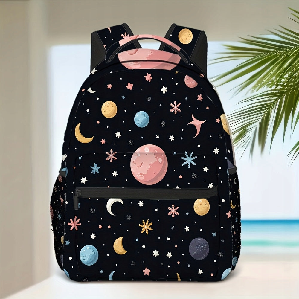 Multicolor Celestial Backpack School Travel Bag