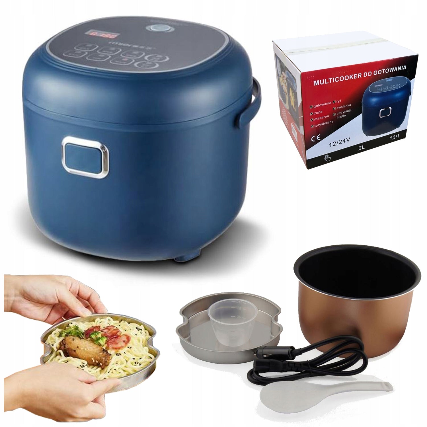 Multicooker tourist car rice cooker 2l 200W 12V 24V TIR BUS
