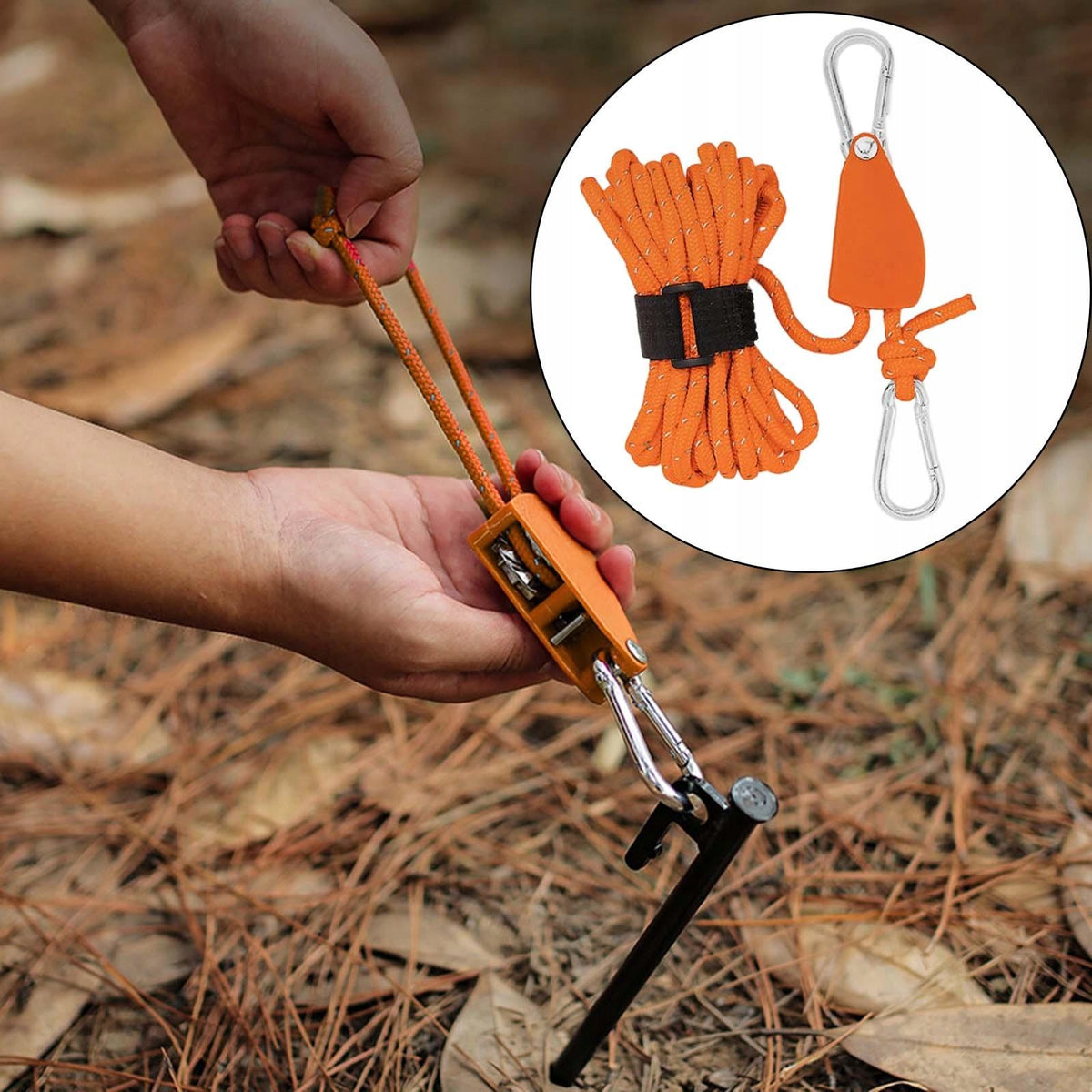 Multifunction Tent Rope Durable Lightweight with Buckle Cord Lanyard Orange Brand no brand