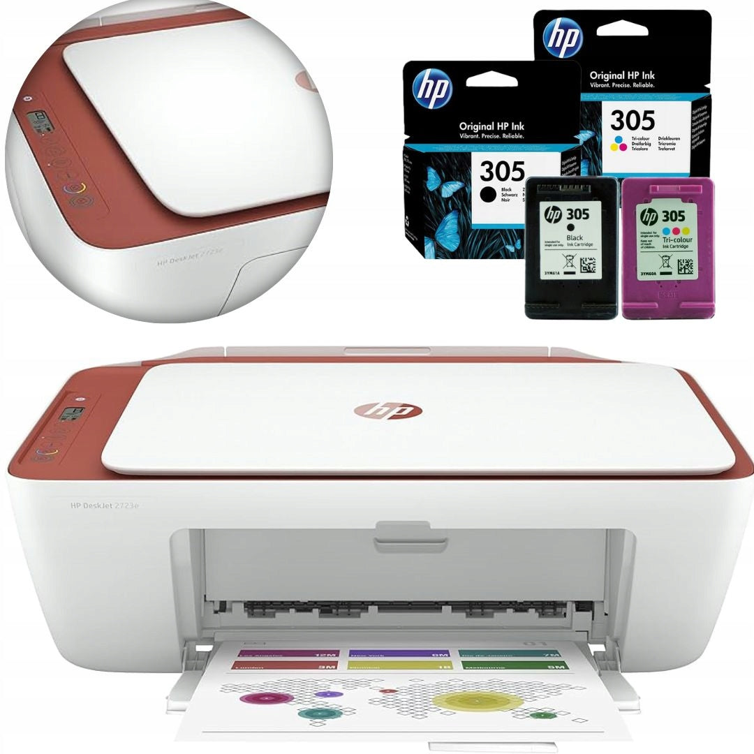 Multifunction inkjet printer color HP Deskjet series 2723 + hp 305