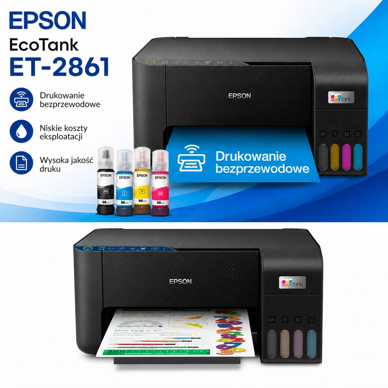 Multifunction inkjet printer (colour) Epson EcoTank ET-2861 Manufacturer code EAN-8715946725956