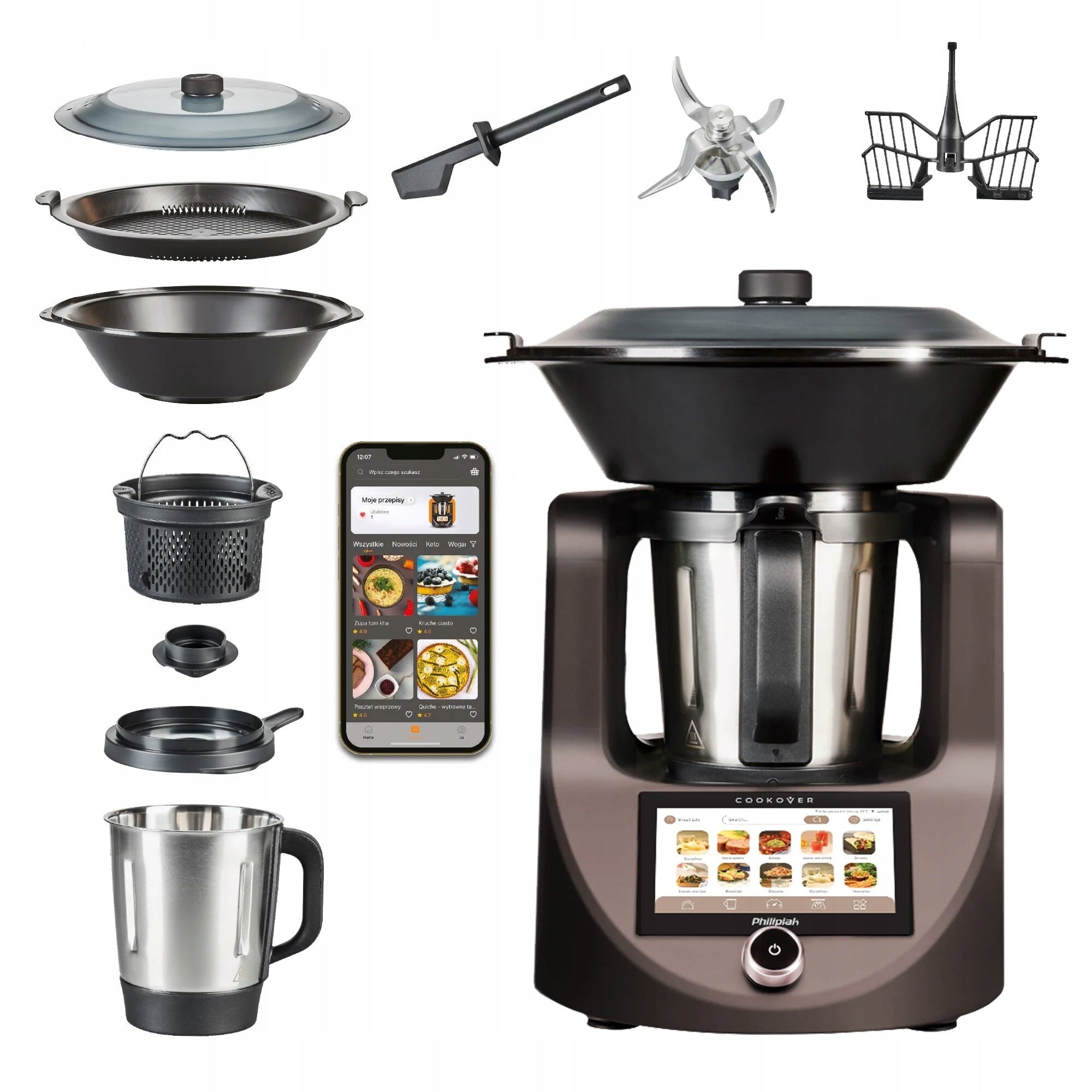 Multifunction robot PHILIPIAK C-01 1500W brown with scale and cooking function