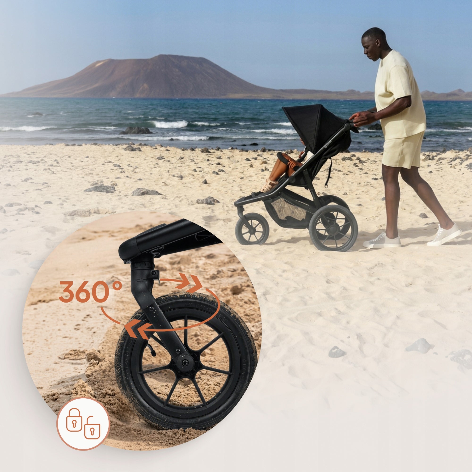 Multifunction sports trolley 2in1 walking 3 large wheels lionelo Azura Manufacturer code Azura hamulec ręczny, obrotowe koła, składany