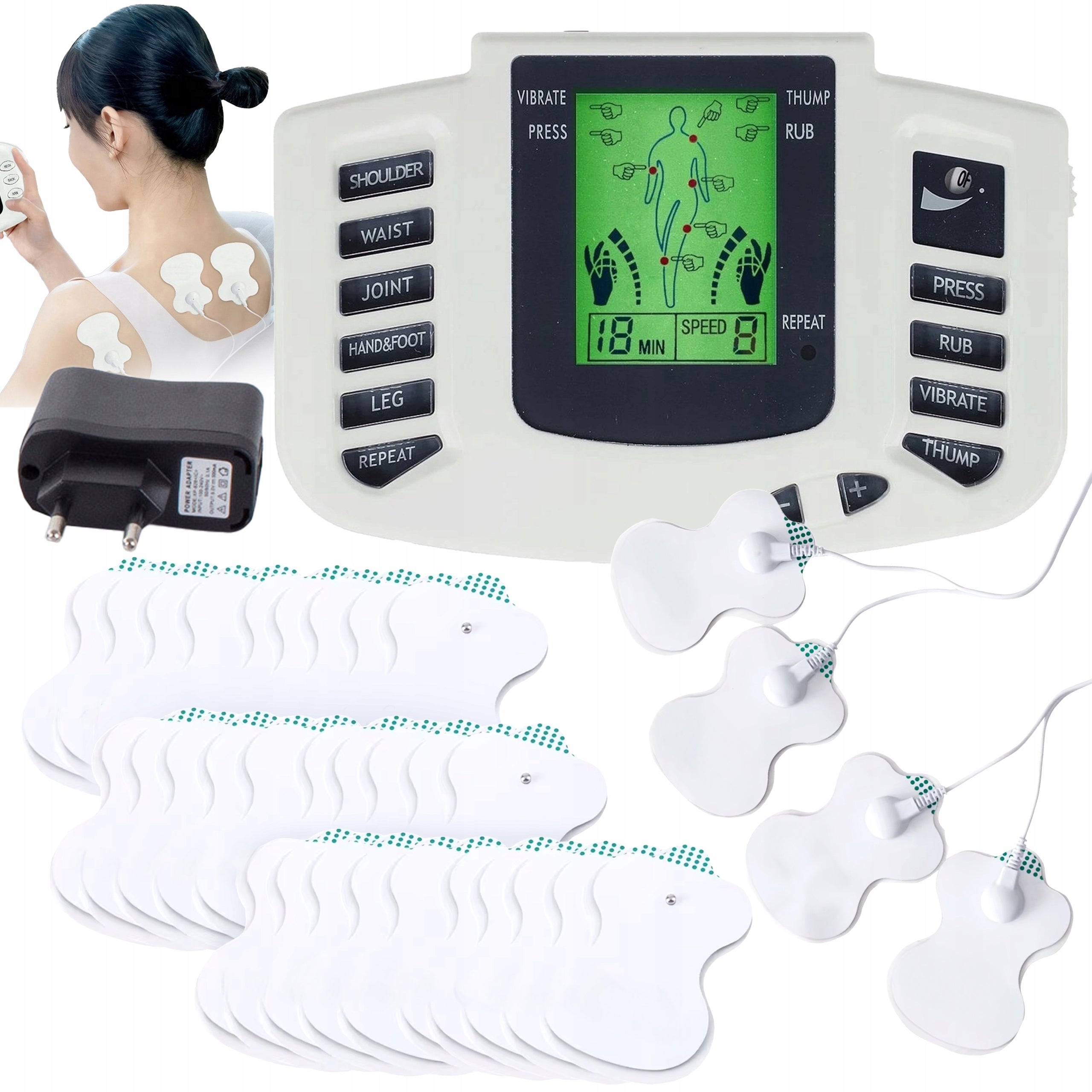 Multifunctional Pulse Massager for Body – XXL Set with 32 Electrodes