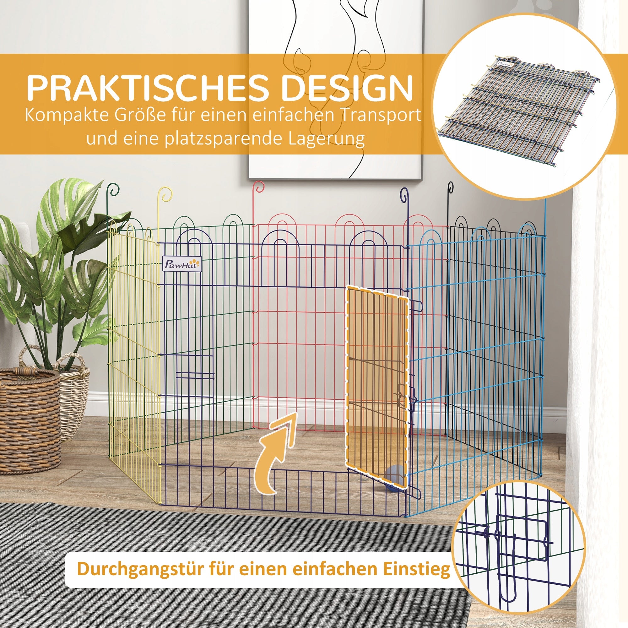 Multifunctional Puppy Runway, Modular Design, Closure, Metal Material of manufacture metal