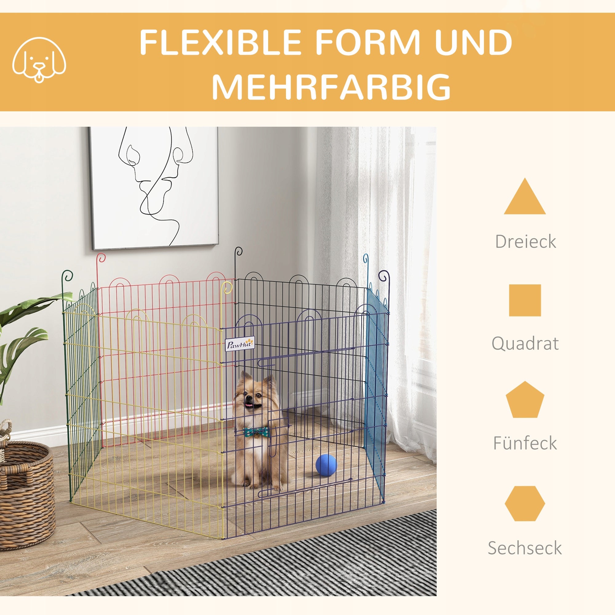 Multifunctional Puppy Runway, Modular Design, Closure, Metal Product height 60 cm