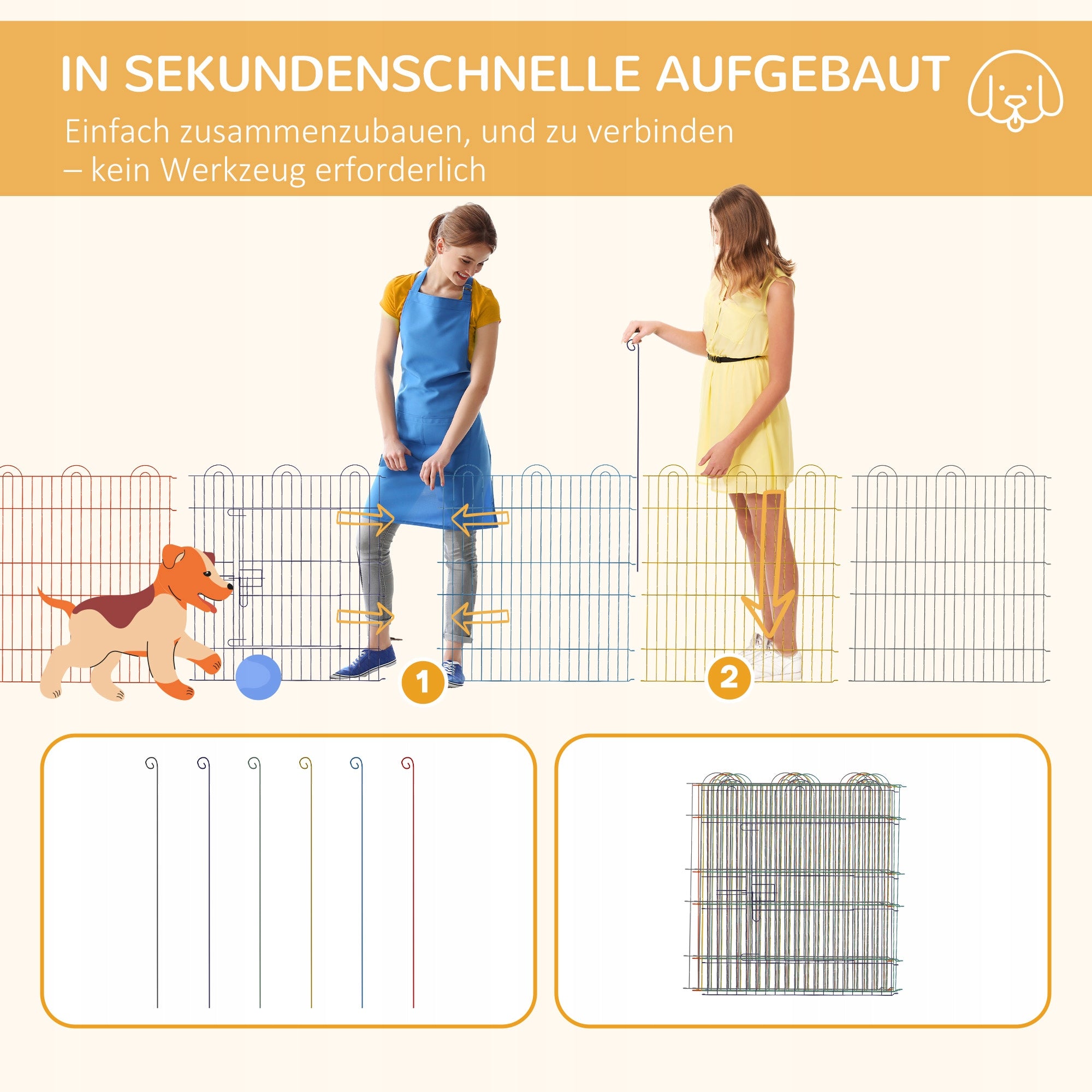 Multifunctional Puppy Runway, Modular Design, Closure, Metal Product width 120 cm